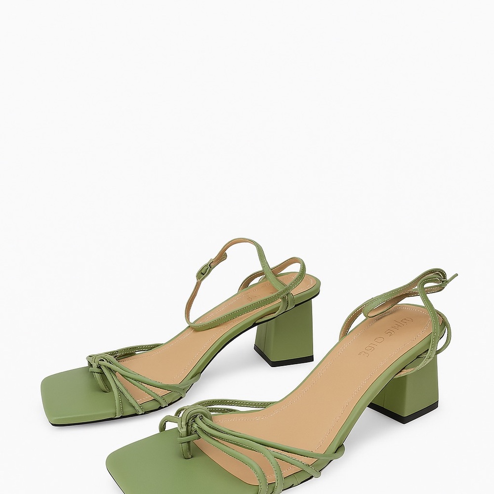 Elegant Green Strappy Block Heel Sandals